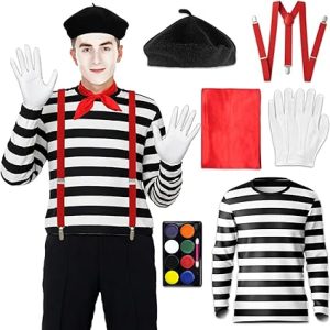 French Mime Costume Adult Men for Halloween Cosplay